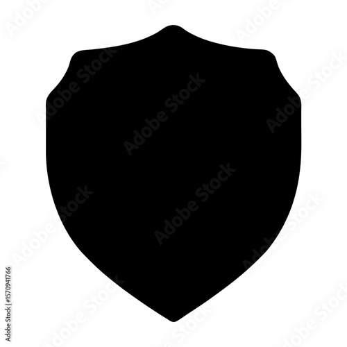 Simple Black Shield Icon with Rounded Edges on Plain White Background