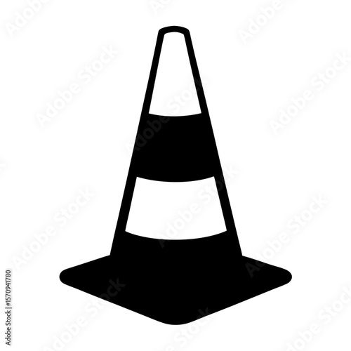 Black and White Road Safety Cone to Indicate Hazard or Construction