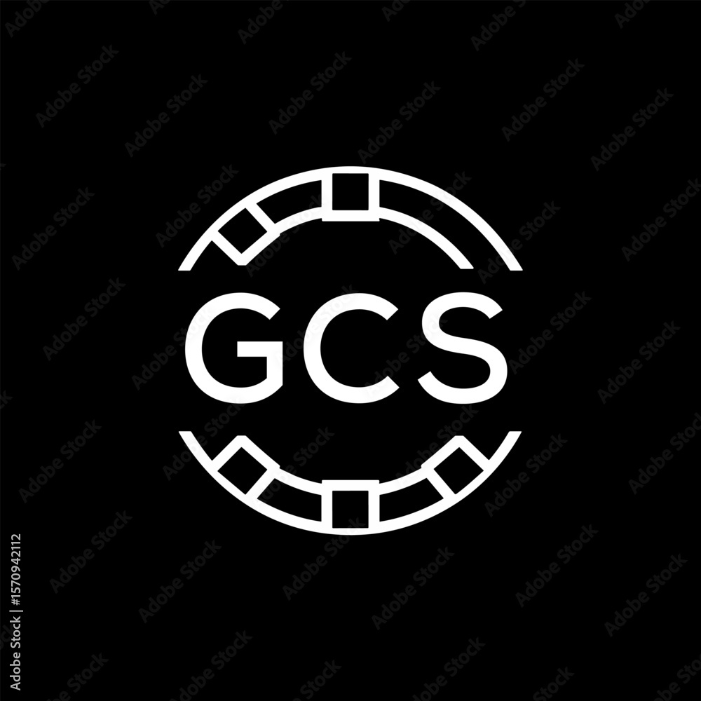 Obraz premium GCS Creative Letter mark Badge Logo Design, GCS Later Logo, Geometric Monogram Logo on Black Background, GCS Later Logo, Contemporary Minimal Logo for Business Identity. 