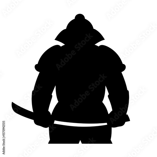 Silhouette of a Samurai Warrior Holding a Katana Ready to Strike