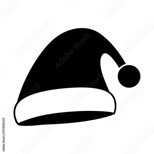 Silhouette of a festive Santa Claus hat with a fluffy pompom