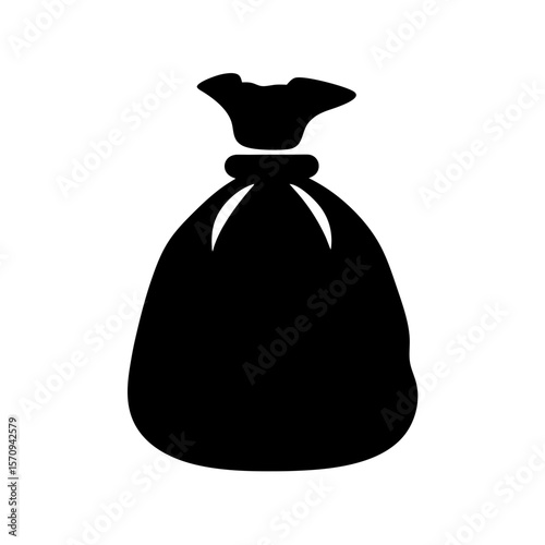 A Minimalist Black Silhouette Image of a Sack Tied at the Top