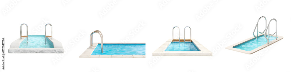 Fototapeta premium Swimming Pool Collection on White Background
