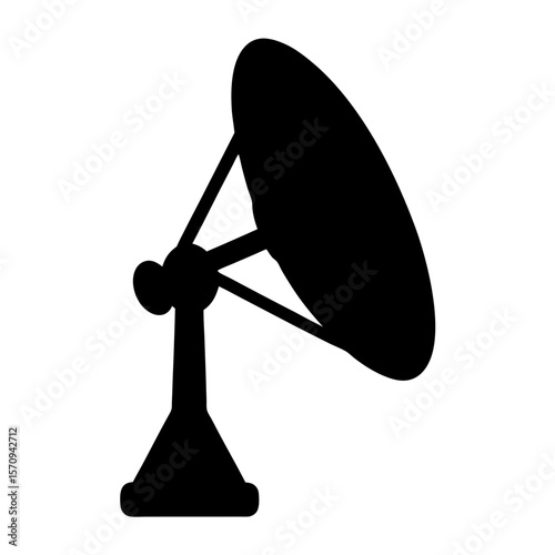 Silhouette of a large satellite dish used for communication or astronomical research
