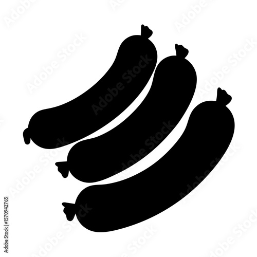 Three black sausage silhouettes on a white background illustration image