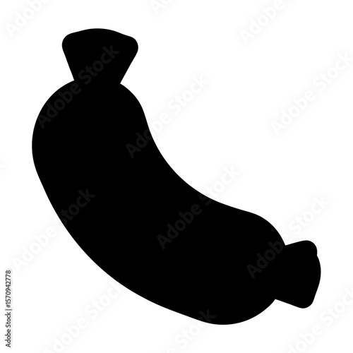 Black silhouette of a sausage on a white background representing food