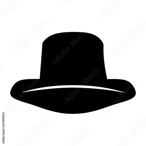 Simple black top hat illustration on a plain white background scene