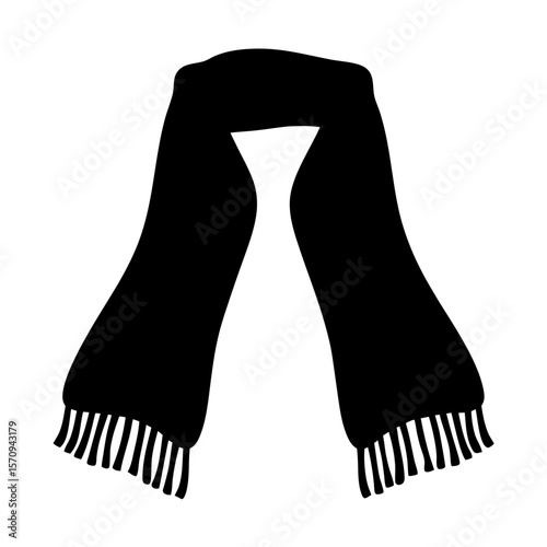Simple black and white silhouette of a scarf, great for winter weather
