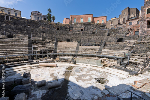 Catania, Italy: 06232023:greek roman theatre in Catania, Sicily