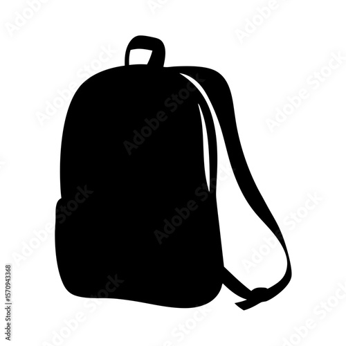 Simple black silhouette of a backpack with straps and handle