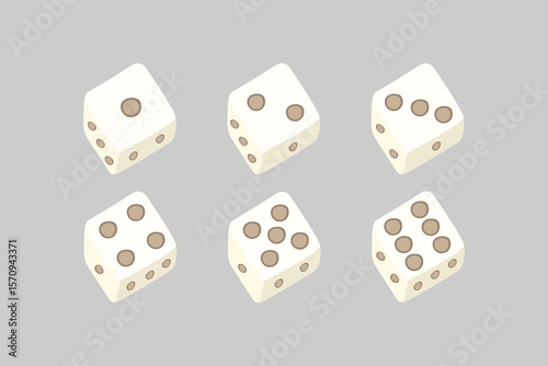 Set of simple 3d doodle dice.