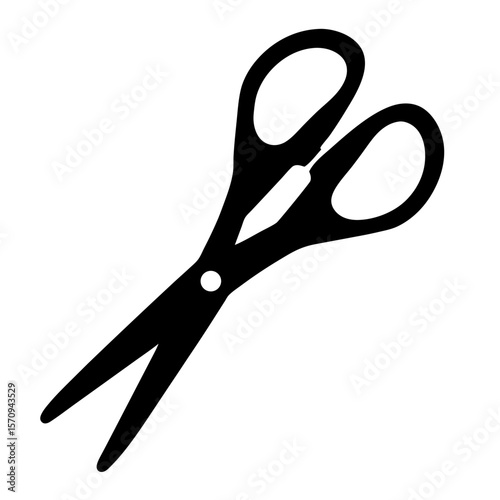 Simple Black Silhouette of Scissors on a White Background for Arts and Crafts