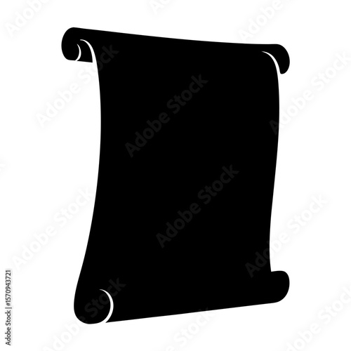Elegant Black Silhouette of an Old Paper Scroll or Parchment Document