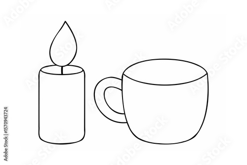 Candle and coffee cup drink beverage