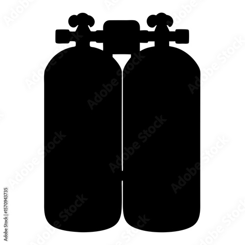 Silhouette illustration of scuba diving air tanks for underwater exploration adventures