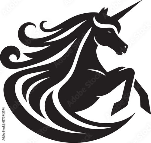 Unicorn horses black vector