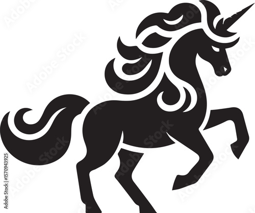 Unicorn horses black vector