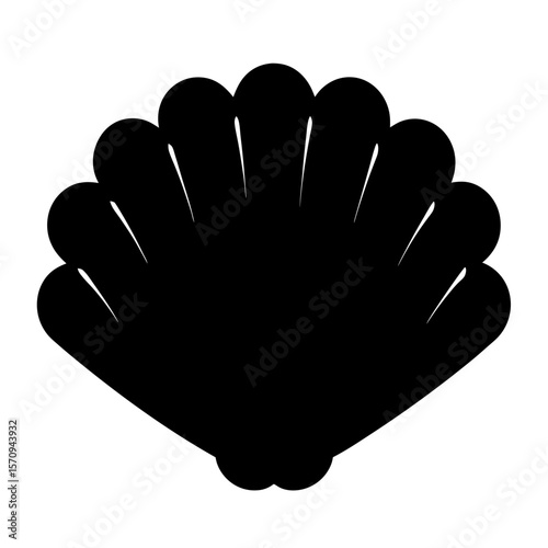 Monochrome Black and White Vector Illustration of a Seashell Icon Graphic