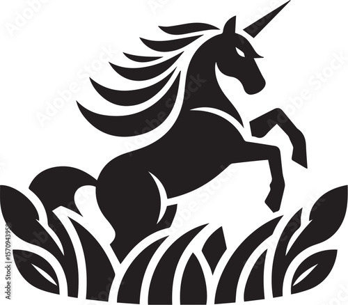 Unicorn horses black vector