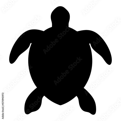 Sea turtle silhouette on white background, graphic representation for logos and designs