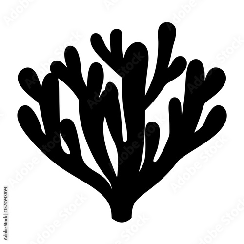 Abstract silhouette illustration depicting branching coral against a plain white background