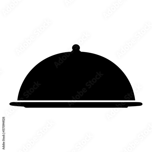 Black and White Silhouette Illustration of a Covered Serving Platter Design