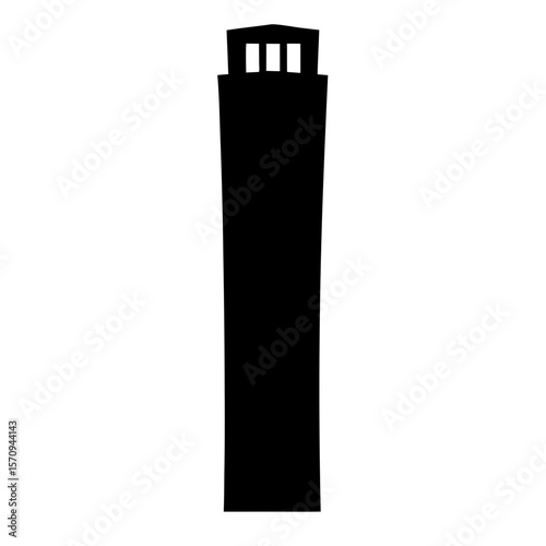 Silhouette of a modern skyscraper with three vertical openings at top