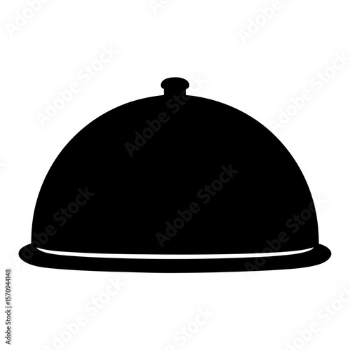 Black and white graphic illustration of a food dome cover