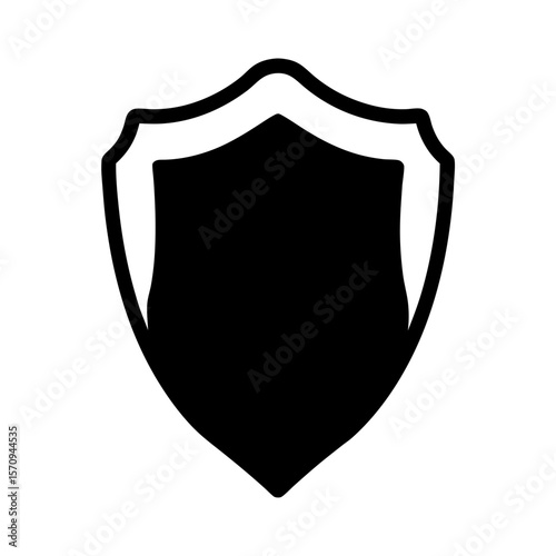 Simple black shield with white outline illustration, perfect for protection symbol
