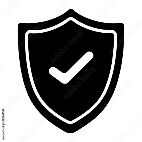 Security shield with checkmark symbol indicates system protection and validation