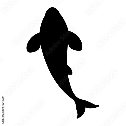 Stylized Silhouette of a Beluga Whale Swimming Gracefully in the Ocean Depths