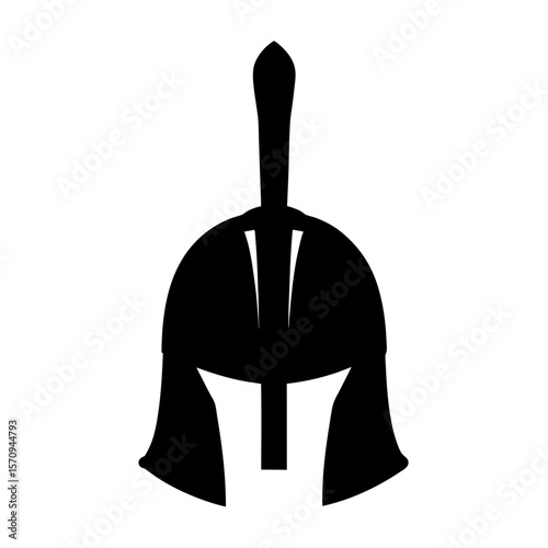 High Resolution Image of a Spartan Warrior Helmet in Black Silhouette