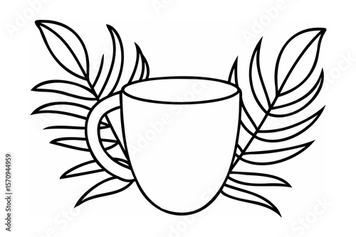 Cup with leaves beverage drink