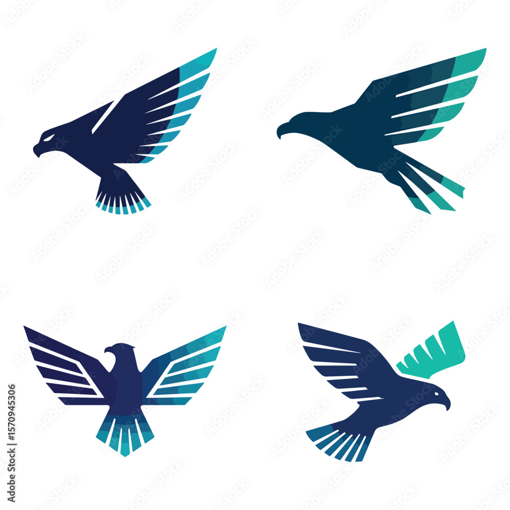 Naklejka premium Modern Hawk Logo – Abstract Gradient Falcon Icon Design
