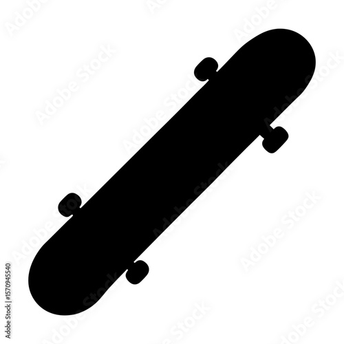 Silhouette of a classic skateboard with wheels, ready to ride and glide
