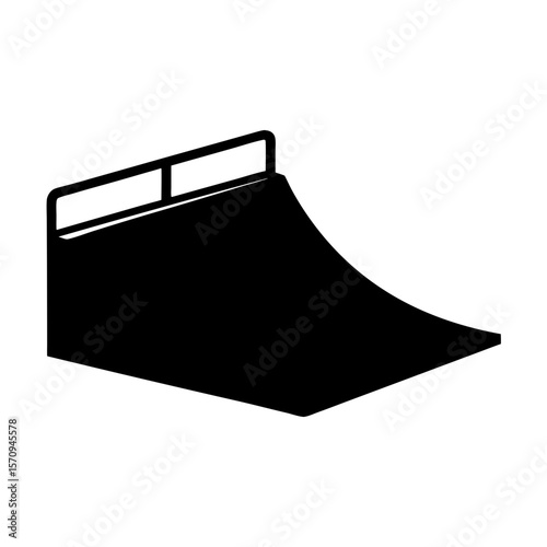 Isolated Silhouette of a Skateboard Ramp, perfect for action sports designs