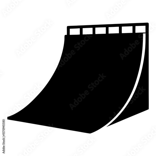 Silhouette illustration of a halfpipe ramp for extreme sports enthusiasts training