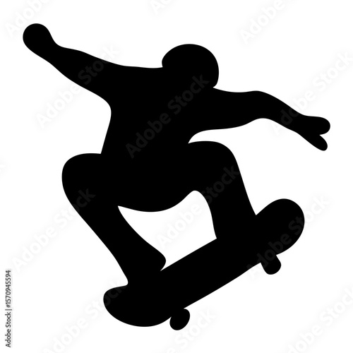 Silhouette of Skateboarder Performing Air Trick Midair in Black and White