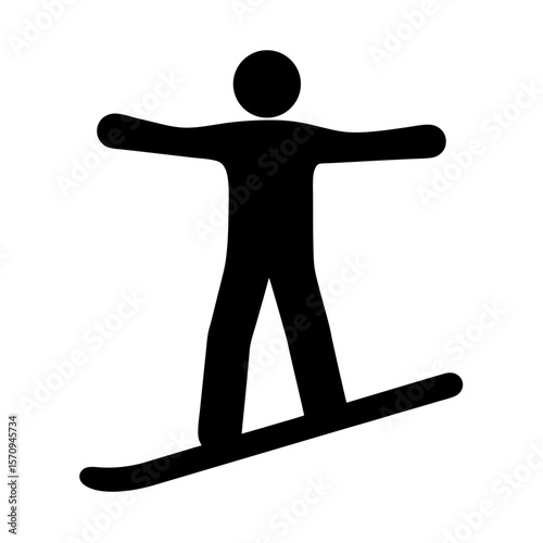 Iconic representation of a snowboarder gliding swiftly down a snow covered slope