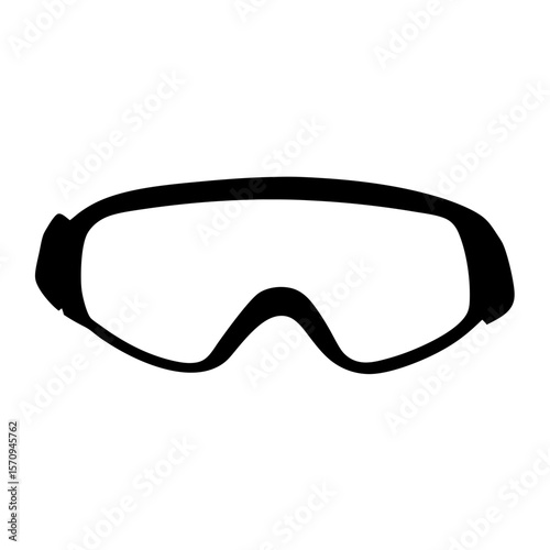 A black silhouette of ski goggles for mountain sports and protection