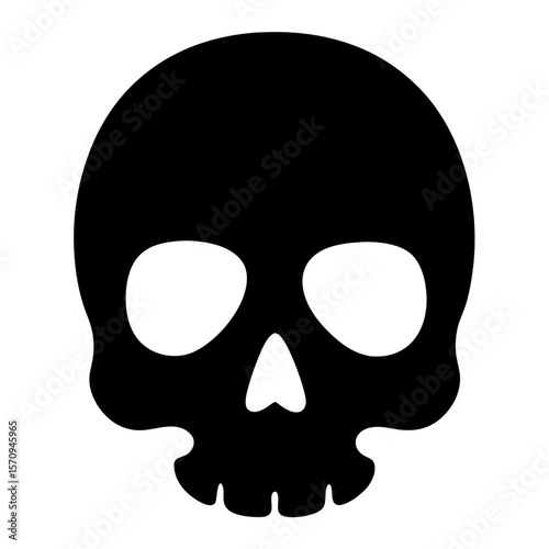 Striking Black Skull on White Background, a Symbol of Mortality