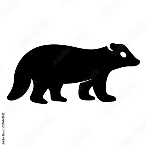 Silhouette of a black wolverine animal with a white background in a simple vector design