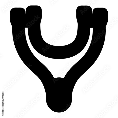 Abstract black vector shape resembling a stylized slingshot or wishbone design