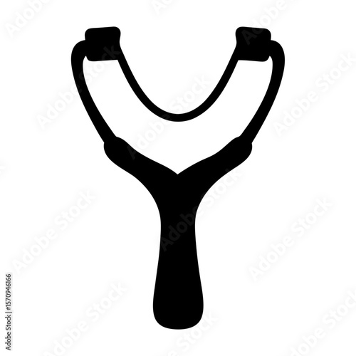 Silhouette of a classic slingshot or catapult for launching projectiles