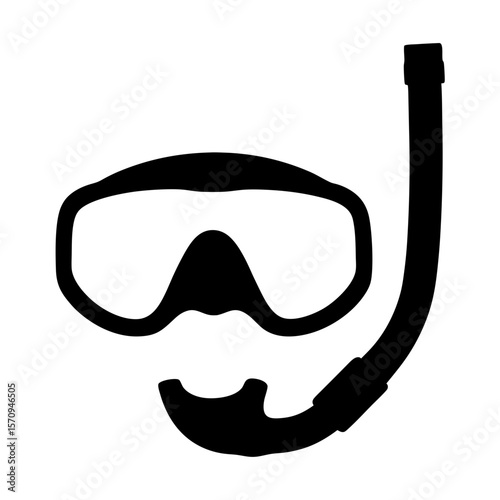 A Black Silhouette of Snorkel Mask and Tube for Underwater Adventures