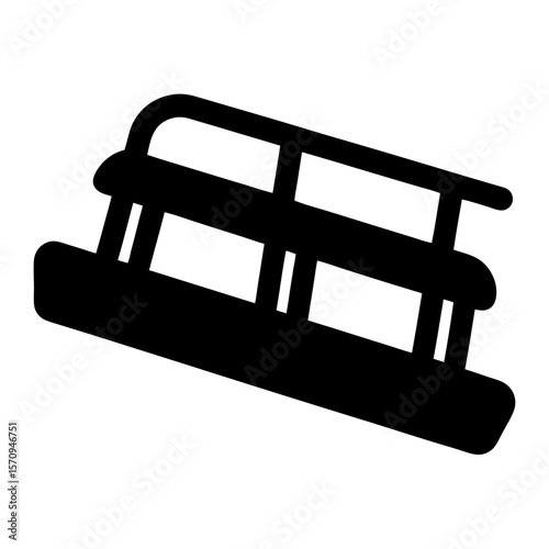 Simple black and white illustration of a sled for winter fun
