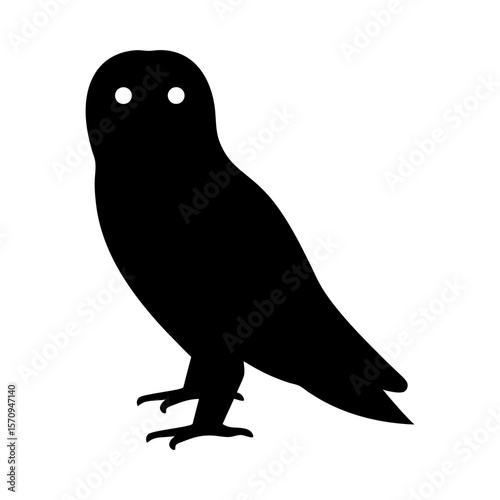 Silhouette of a Barn Owl Standing Tall with Piercing White Eyes