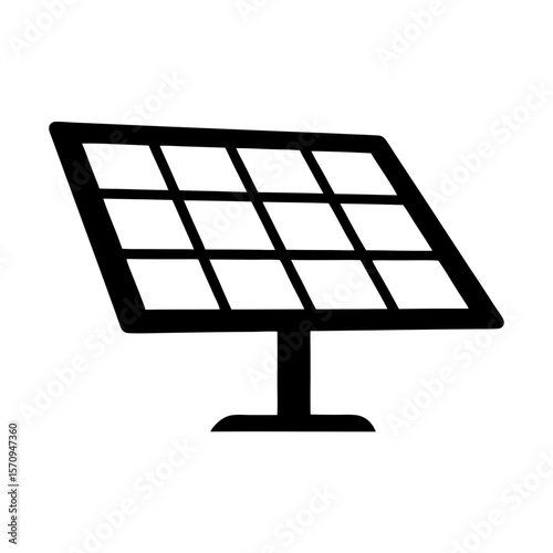 Isolated black solar panel array offers a clean renewable energy solution