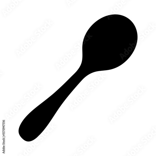 A simple but beautiful silhouette of a black spoon on white background