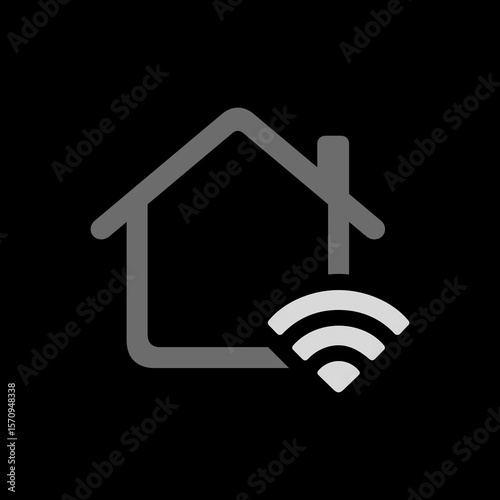 House with WiFi Badge Icon